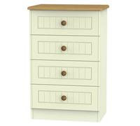 Crowndale Warwick 4 Drawer Cream Ash and Oak Midi Chest of Drawers - Wilko