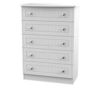 Vittoria Ready Assembled Matt Grey No Effect 5 Drawer Chest (H)1075mm (W)765mm (D)415mm