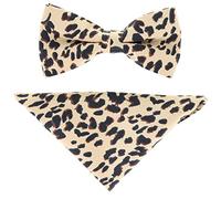 Vittorio Farina Premium African Kente Pre-Tied Bow Ties for Men & Pocket Square Set, Leopard, One size