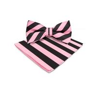 Vittorio Farina Striped Bow Tie & Pocket Square, 1549 Pink & Black, One Size