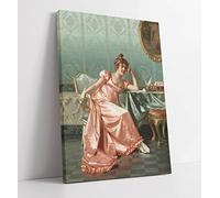 Vittorio Reggianini Composing a Letter Canvas Wall Art Print Picture - 16 inch wide x 24 inch high (Frame Depth 30mm)