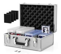 Vitule Graded Cards Storage Box Fits for 550 TopLoaders or 130 PSA Cards Slabs, 120 Magnetic Holders, Sports Cards Storage Case Compatible with Trading Spots Cards, Lockable Slab Case (L, Silver)