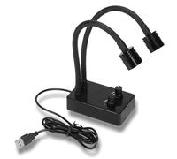 Vituord Lab Microscope Illuminator Lamp, LED Spot Light, with Dual Gooseneck, Stepless Brightness Adjustable, Color Temperature 6500K, for Stereo Microscope Accessories