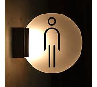 Vituord LED Restroom Signs, 10 Inch Men and Women Toilet Decorate Sign, Acrylic Round Lighting Sign, with Metal Base, Wall Mount, for Business Shop Bar Club
