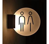 Vituord LED Restroom Signs, 10 Inch Men and Women Toilet Decorate Sign, Acrylic Round Lighting Sign, with Metal Base, Wall Mount, for Business Shop Bar Club