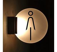 Vituord LED Restroom Signs, 10 Inch Men and Women Toilet Decorate Sign, Acrylic Round Lighting Sign, with Metal Base, Wall Mount, for Business Shop Bar Club