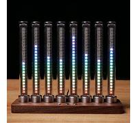 Vituord Music Rhythm Recognition Light, Pickup Microphone Voice-Activated Rhythm Lamp, with 8 Nixie Tube, 41 Spectrum Display Modes, Wood Base, for Studio