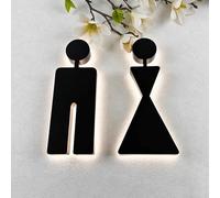 Vituord Restroom Luminous Sign, LED Toilet Light for Business, 2 Pcs Stainless Steel Men Women Bathroom Sign, Wall Hanging Mount, for Bar Mall, Public Restrooms Service