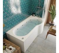 Vitura P Shape Whirlpool Shower Bath 8 Jets - 1700 x 850mm Right Hand