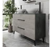 Vitusso® 1200mm Bathroom Vanity Unit Double Countertop Basin Sink Wall Hung Freestanding Drawer Unit Storage Concrete Grey, Roubaix White Basins