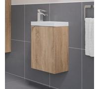Vitusso Garda Wood Wall Hung Cloakroom Vanity Unit with Basin - 400mm