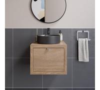 Vitusso Garda Wood Wall Hung Countertop Vanity Unit with Lyon Black Basin - 500mm