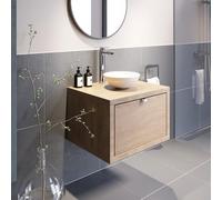 Vitusso Garda Wood Wall Hung Countertop Vanity Unit with Morlaix White Basin - 600mm