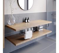 Vitusso Garda Wood Wall Hung Double Countertop Basin Shelves - 1100mm