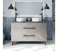 Vitusso Idro Grey Freestanding Double Countertop Vanity Unit with Round White Basins - 1200mm