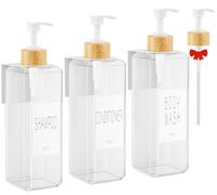 VITVITI 3-Pack Soap Dispenser, 500ml Wall-Mounted Refillable Liquid Dispensers with Pump and Tube for Shampoo, Conditioner, Body Wash, Hand Soap, and Dish Soap, Bathroom and Kitchen Organizer