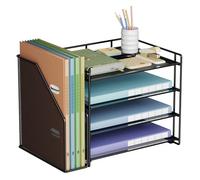 VITVITI Desk Organiser with File Holder, 4 Tier Desk Tidy Organiser with 1 Paper Tray Storage for Magazine, Home, School, Office Stationary Supplies - Black