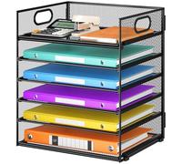 VITVITI Desk Organizer and Office Accessories, 6 Tier Paper Letter Tray Organizer with Handle, Mesh Desktop Organiser for Office Supplies, Desk Tidy Organiser - Black