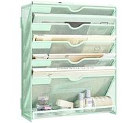VITVITI File Organiser, 6-Tier A4 Wall Mounted Magazine File Holder for Mails Folders Papers, Vertical Document Organiser for Office Home - Light Mint Green