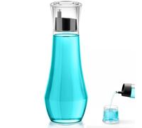VITVITI Glass Mouthwash Dispenser for Bathroom, 8.8OZ Mouth Wash Container Bottle with Lid Cup, Small Clear Refillable Mouthwash Dispenser Decanter for Countertop