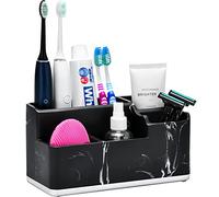 VITVITI Toothbrush Holder for Bathroom, Electric Toothbrush Holder with Drainage, Bathroom Organiser Counter, Bathroom Accessories Storage for Toothpaste, Marble Resin Black