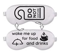 VITYA Silver Do Not Disturb/Wake Me Up Double-Sided Silk Sleep Mask for Women/Men | Light Blocking | Soft Breathable Sleep Eye Mask for Traveling on Airplane | Eye Mask with Elastic Strap (Silver)