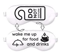 VITYA White Do Not Disturb/Wake Me Up Double-Sided Silk Sleep Mask for Women/Men | Sleep Mask Light Blocking | Soft Breathable Sleep Eye Mask for Traveling on Airplane | Eye Mask with Elastic Strap