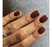 Viugex 24PCS Brown Press on Nails Short Square, Solid Color Glossy False Nails, Natural Acrylic Full Cover Fake Nail Set, Artificial French Gel Stick on Nails for Women Girls Nail Art Decorations