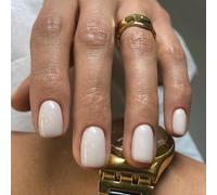 Viugex 24Pcs Milk White False Nails, Solid Color Glue on Nails Short Square, Acrylic Full Cover Fake Nails Kit, Natural Fit & Reusable Stick on Nail for Women and Girls Salon Home DIY Nail Art