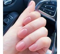 Viugex 24Pcs Nude Pink Press on Nails, Short Square French False Nails, Glossy Acrylic Full Cover Fake Nail with Glue Stickers, Natural Reusable Stick on Nails for Women and Girls Daily Wear