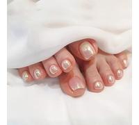 Viugex 24Pcs Nude Pink Press on Toe Nails, Short Square French False Toenails, Solid Color Removable Fake Toe Nails, Glossy Artificial Acrylic Stick on Toenails for Women Girls Pedicure Decorations