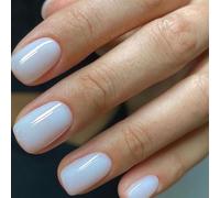 Viugex 24Pcs Press on Nails Short Square, Glossy Snow White French Tip False Nails, Removable Solid Color Fake Nails Kit, Acrylic Full Cover Stick on Nail for Women and Girls DIY Manicure Art