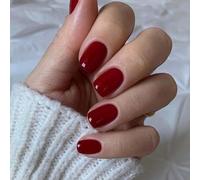 Viugex 24Pcs Press on Nails Short Square, Red French Fake Nails with Glue Stickers, Artificial Solid Color False Nails, Acrylic Full Cover Removable Stick on Nail for Women and Girls Manicure Art