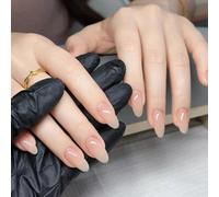 Viugex 30Pcs Press on Nails Medium Almond, Nude Gradient French False Nails, Glossy Cat Eye Shiny Acrylic Full Cover Fake Nail, Natural Removable Stick on Nails for Women Girls Manicure Decorations