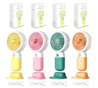 Viugpol Mini Handheld Fan 4-Pack, USB-Rechargeable 3-Speed Personal Small Fan with Base Portable for Home, Office, Bedroom, Outdoor Use and Travel, Gifts