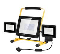 Viugreum 100w Led Work Light with Plug 8000LM 6500k Outdoor Lights Mains Powered 3 Adjustable Heads IP65 Flood Lights Outdoor Portable Construction Light with Stand / 3m Cable for Workshop Garage