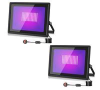 Viugreum 2 * 100w Led UV Light Black Floodlight UV Party Flood Lighting IP66 Waterproof Blacklight with 1.5m Power Plug and Switch Purple Outdoor Ultraviolet Lamp for Halloween Bar Decorations Stage