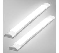 Viugreum 2 Packs 4FT LED Batten Light 40W, 115cm Office Ceiling Tube Lights, 6000K Cold White, 180 °Beam Angle, Low Profile Ceiling Light Strip for Living Room, Workshop, Kitchen, Garage, Warehouse