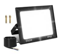 Viugreum 200W Led Floodlight Outdoor 16000LM Safety Light IP65 Waterproof Garden Flood Lights Unique Shell Work Lighting Cold White Wall Light with 75cm Cable Outside for Yard Garden Backyard