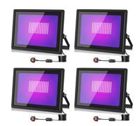 Viugreum 4 * 100w Led UV Light Black Floodlight UV Party Flood Lighting IP66 Waterproof Blacklight with 1.5m Power Plug and Switch Purple Outdoor Ultraviolet Lamp for Halloween Bar Decorations Stage