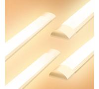 Viugreum 4 Packs 4FT LED Batten Light 40W, 115cm Office Ceiling Tube Lights, 3200K Warm White, 180 °Beam Angle, Low Profile Ceiling Light Strip for Living Room, Workshop, Kitchen, Garage, Warehouse