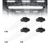 Viugreum 4FT LED Batten Light 4 Packs, Waterproof Plug in Ceiling Lights, Daylight 6500K T8 Strip Light 42W 5000 Lumen Shed Lights, 1.5M Cable with Switch for Garage Loft Workshop Office Warehouse