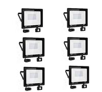Viugreum 6 Pack 100W Led Motion Sensor Security Lights Outdoor Floodlight with Pir 10000 LM 6500K Cool White Outside Wall Flood IP67 Waterproof Spotlight Remote Control for Garage Garden