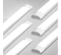 Viugreum 6 Packs 4FT LED Batten Light 40W, 115cm Office Ceiling Tube Lights, 6000K Cold White, 180 °Beam Angle, Low Profile Ceiling Light Strip for Living Room, Workshop, Kitchen, Garage, Warehouse