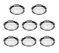Viugreum 8 Packs 150W LED High Bay Light, 6500K 15000LM Bright UFO LED High Bay Lights, IP65 LED Workshop Garage Light with 2.5ft Cable, Chain & Safety Rope for Warehouse Workshop Factory Garage