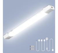 Viugreum Linkable 4FT 120CM Led Batten Light with Motion, 40W 6500K Plug&Switch Tube Shed Loft Light, IP43 Plug in Strip Sensing Lights for Garage Office Workshop Basement Bathroom Hotel Kitchen