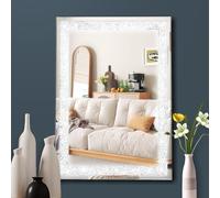 Viugreum Square Crystal Wall Mirror 50x70cm with Plug&Switch, Daylight White 6500K Light, Makeup Dressing Bathroom Mirror, Decorative Mirrors for Home Bedroom Bathroom Entryway Hallway Dressing Table