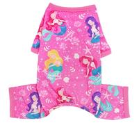 Viunimo Dog Pajamas for Small Medium Dogs, Summer Cute Dog Clothes, Soft Stretchy Doggie Onesies Puppy Outfit (Pink, Large)