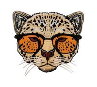 Viusneun 1 Piece Large Leopard with Glasses Fabric Patches, Iron-on Animal Patches for Jackets, Iron-on, Embroidery, Applique, Decorative Clothing(14)