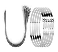 Viuxule Metal Cable Ties 500mm x 7.9mm, 50 pack 20in Stainless Steel Zip Ties Heavy Duty 260 lbs, Multi Self Locking Long Wrap Tie, Binding Cable for Machinery Exhaust Wrap, Pipes, Farms Cables, Fence
